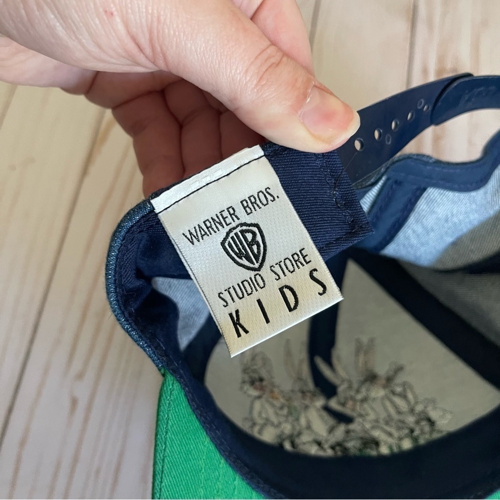 Vintage 90s Warner Bros Bugs Bunny Embroidered Denim Green Baseball Cap - Picture 5 of 6